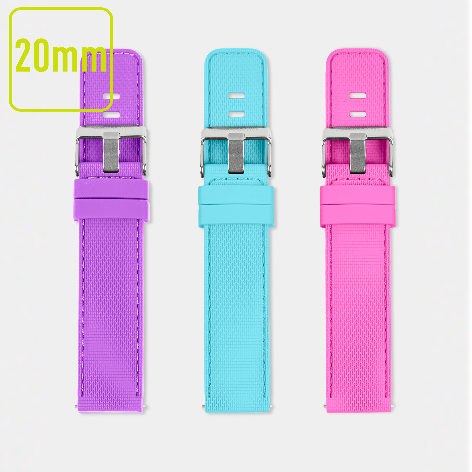Reflex Active 20mm Interchangeable Pastel Silicone Strap Pack 3-Set