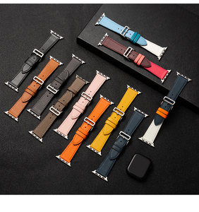Genuine Leather Watch Band Strap Metal Pin Buckle 38/40/42/44mm for Apple Watch
