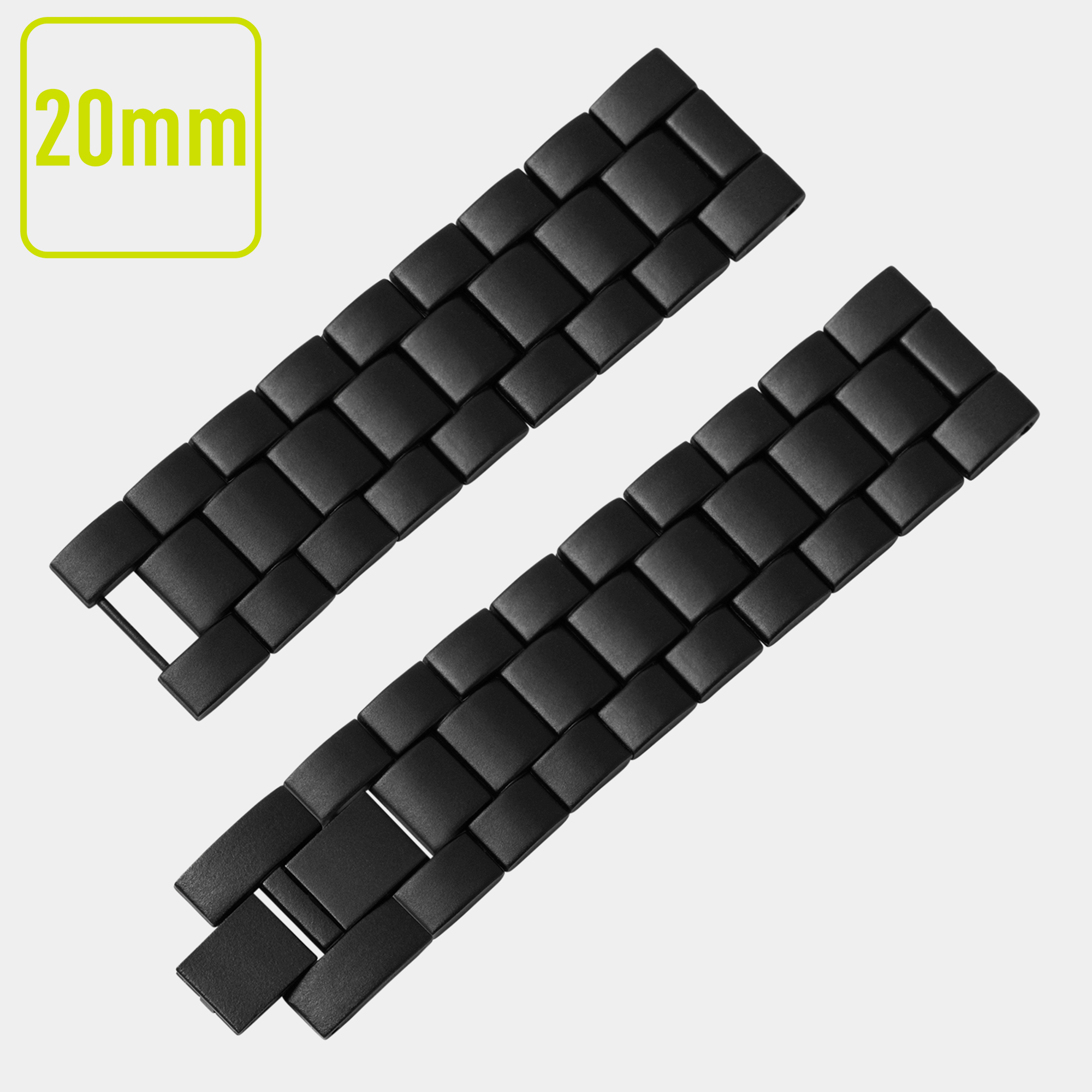 Reflex Active 20mm Black Metal Link Bracelet for Smartwatches