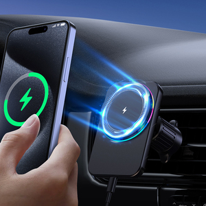 Bulk Wholesale 15W Fast Vent Mount Wireless Phone Charger Magnetic Wireless Charger for Phones with Colorful Lights